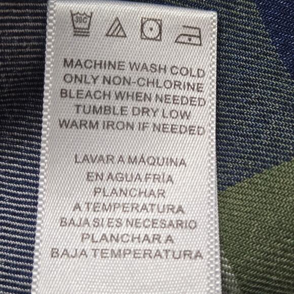 NWT Billy T Mabry Chambray Button Down Top Blue Green Plaid Size Large - Picture 7 of 7